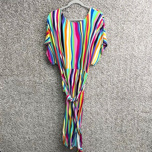 Eloquii Dress Women’s 18 Multicolored Striped Wrap Around Plus Size - Picture 4 of 8